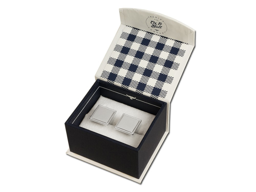 Personalized Cufflinks Ox & Bull 925 Sterling Silver Rope Border Squareproduct image #3