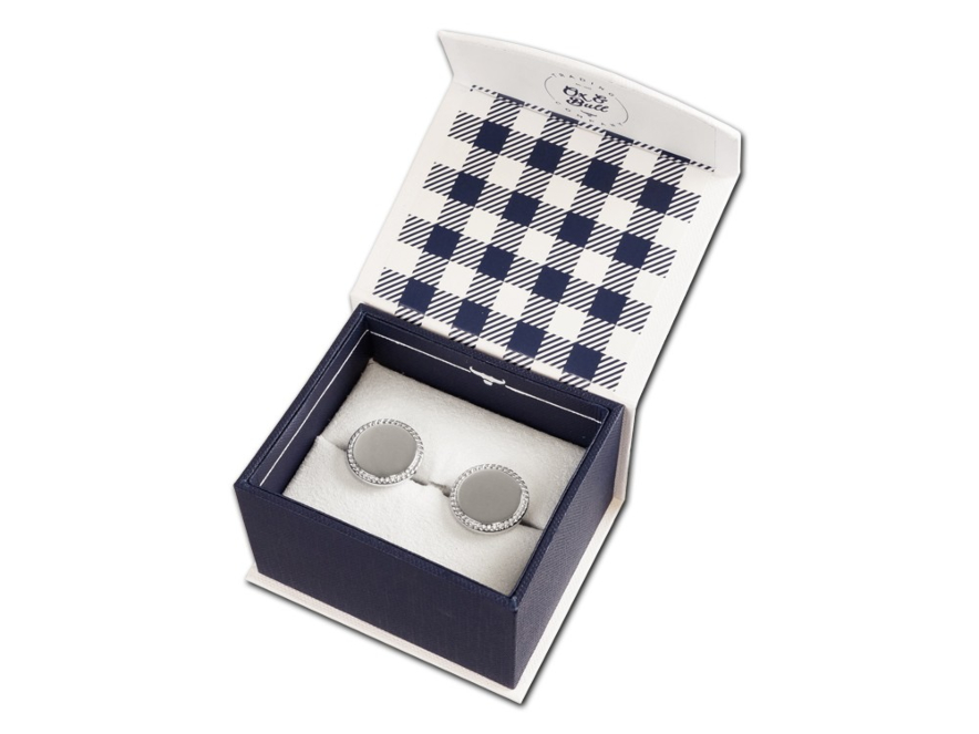 Personalized Cufflinks Ox & Bull 925 Sterling Silver Rope Border Roundproduct image #2