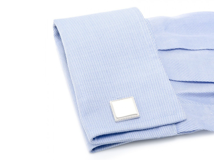 Personalized Cufflinks Ox & Bull 925 Sterling Silver Rope Border Squareproduct image #5