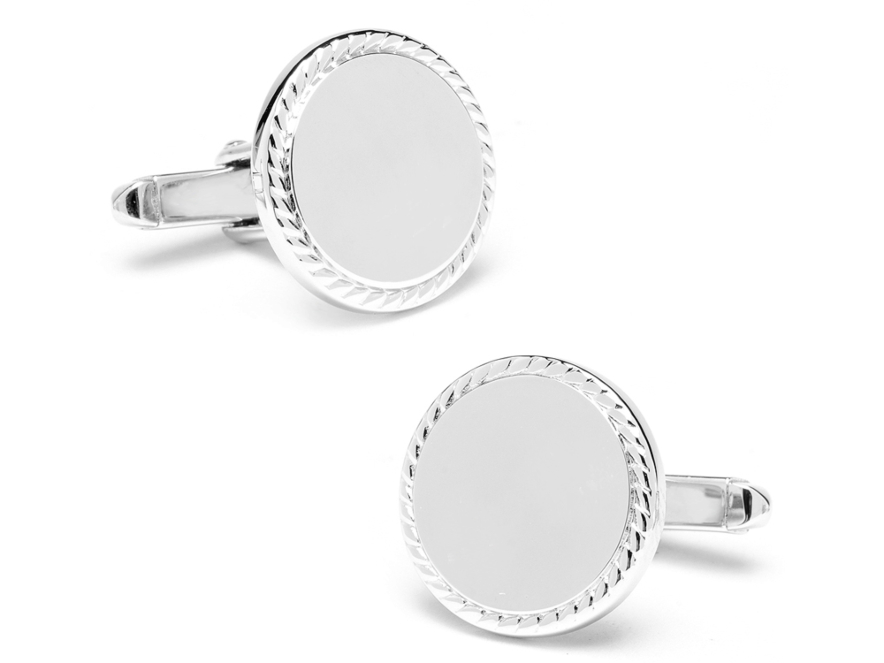 Personalized Cufflinks Ox & Bull 925 Sterling Silver Rope Border Roundproduct image #1